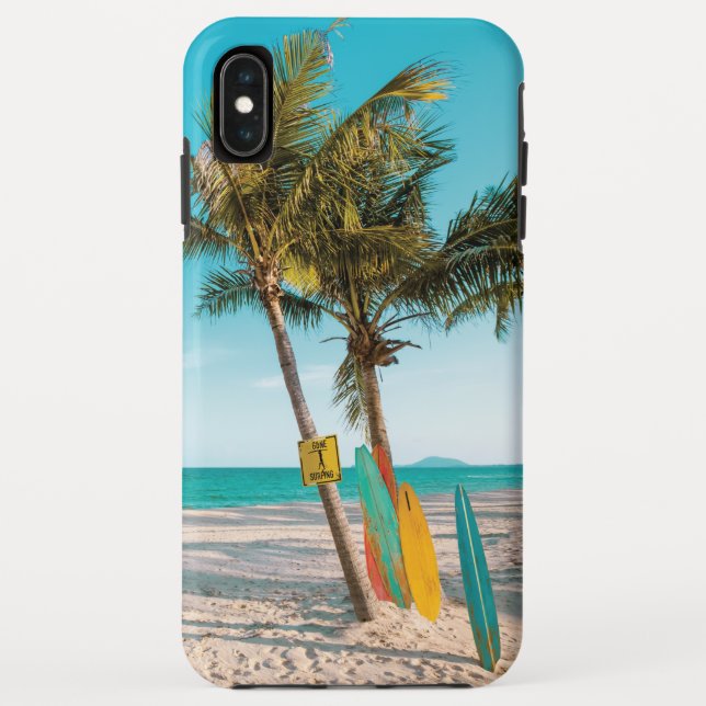 Surf boards on beach throw pillow Case-Mate iPhone case (Back)
