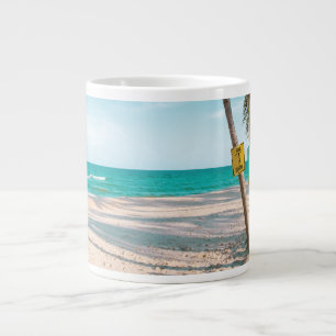 Surf boards on beach throw pillow large coffee mug