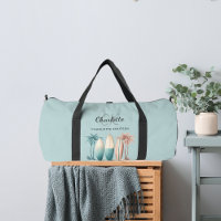 Surf boards palm trees retro teal aqua