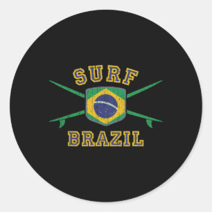 Surf Brazil Vintage Brasil Flag Surfboards Brazil Classic Round Sticker