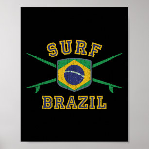 Surf Brazil Vintage Brasil Flag Surfboards Brazil  Poster