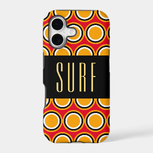SURF Bright Red Yellow Orange Art Black Stripe