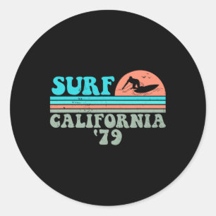 Surf California 79 Vintage Grunge Surfing Classic Round Sticker
