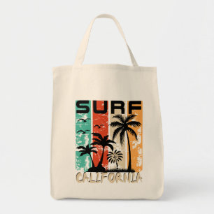 Surf California palm tree beach design Tote Bag