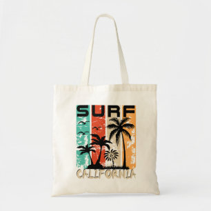 Surf California palm tree beach design Tote Bag