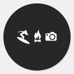 Surf, Camp, Snap - Extreme Sports Icons Surfer Gir Classic Round Sticker