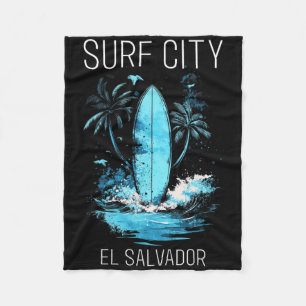 Surf City El Salvador Surfing Vintage Surfer _3 Fleece Blanket