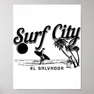 Surf City El Salvador Vintage Beach Souvenir Surfe Poster
