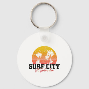 Surf City El Salvador Vintage Surfer _1 Key Ring