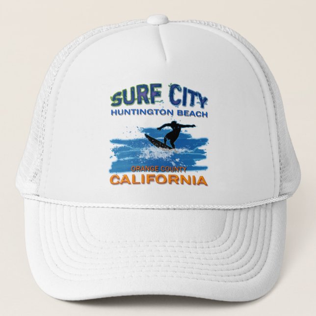 SURF CITY HUNTINGTON BEACH TRUCKER HAT (Front)