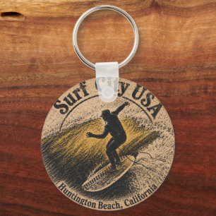 Surf City Keychain - Huntington Beach Pier, Ca