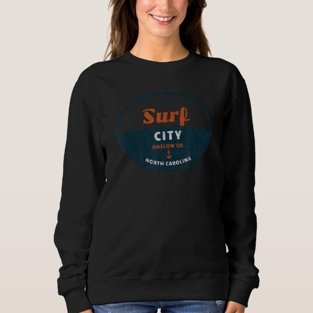 Surf City  NC Summertime Vacationing Circled Waves Sweatshirt (Front)