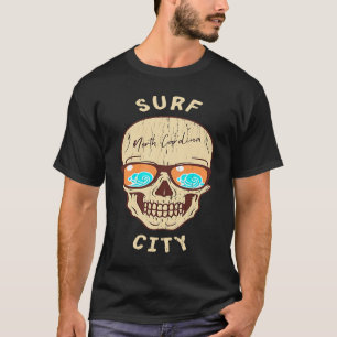 Surf City NC Summertime Vacationing Skull Sunglass T-Shirt