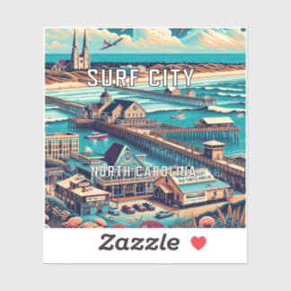 Surf City North Carolina 3 Inch Vinyl Sticker