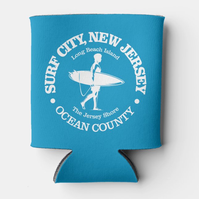 Surf City (surfer) Can Cooler (Front)