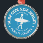 Surf City (surfer) Metal Ornament<br><div class="desc">Surf City,  New Jersey.</div>