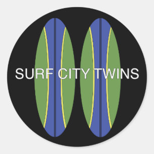 Surf City Twin Surfboards Classic Round Sticker
