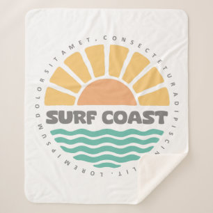 Surf Coast Vintage Sunset Beach Retro Design Sherpa Blanket