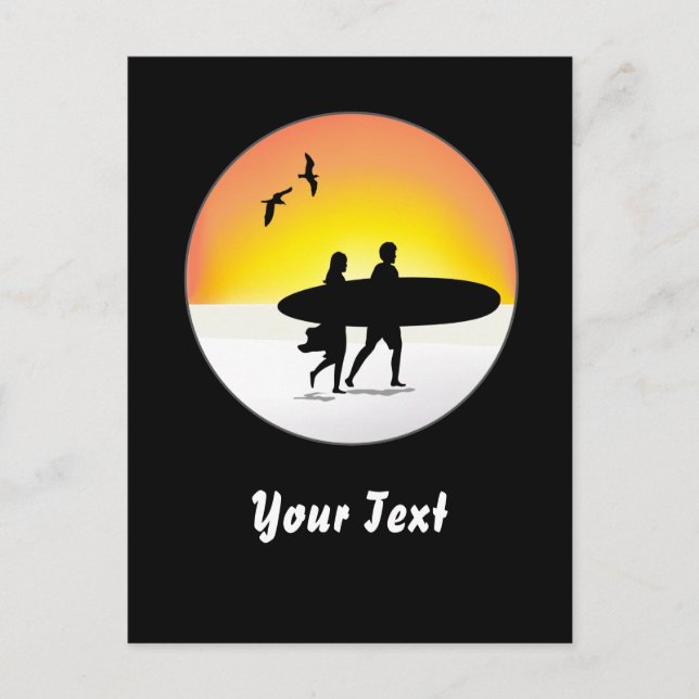 Surf Couple at Sunset Postcard (Front)
