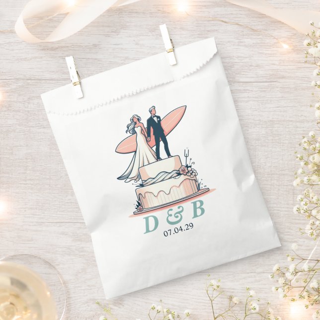 Surf Couple Wedding Favour Bag (Clipped)