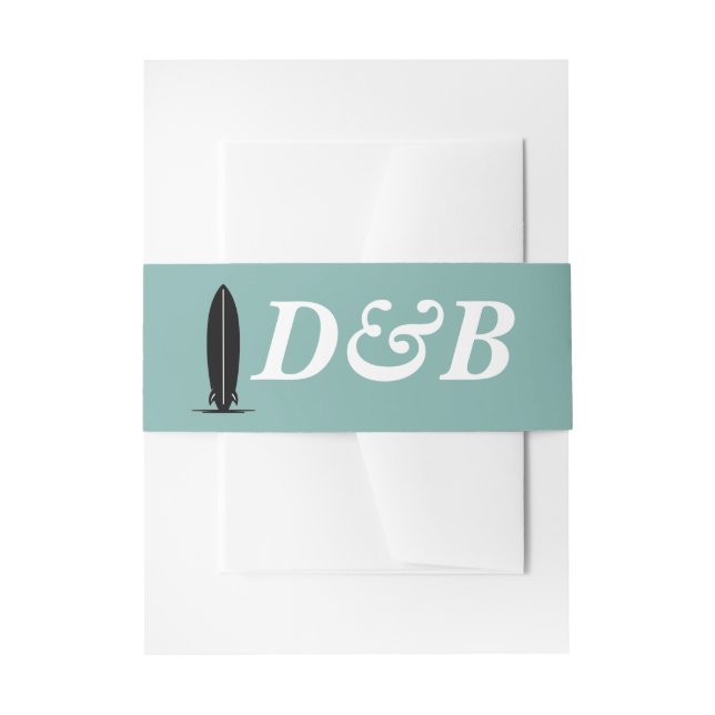 Surf Couple Wedding Invitation Belly Band (Front Example)