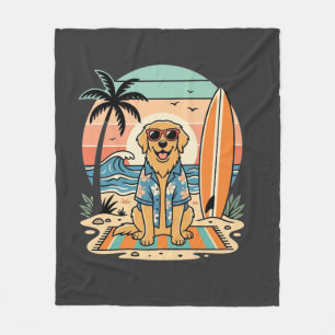 Surf Dog Retro Beach Summer Fleece Blanket