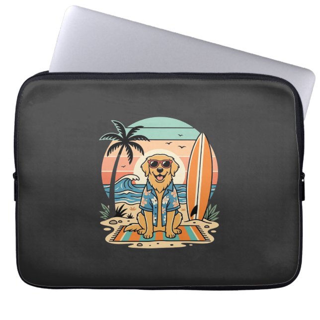 Surf Dog Retro Beach Summer Laptop Sleeve (Front)