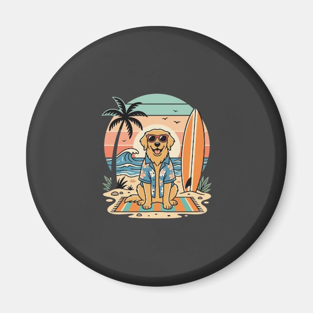 Surf Dog Retro Beach Summer Magnet (Front)