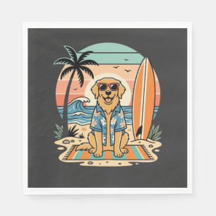 Surf Dog Retro Beach Summer Napkin