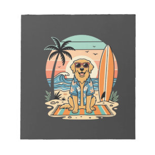 Surf Dog Retro Beach Summer Notepad