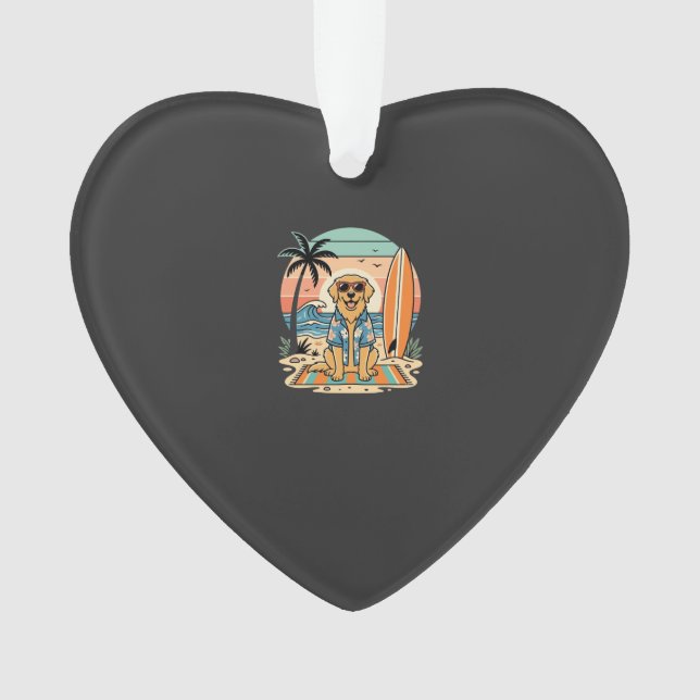Surf Dog Retro Beach Summer Ornament (Front)