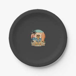Surf Dog Retro Beach Summer Paper Plate