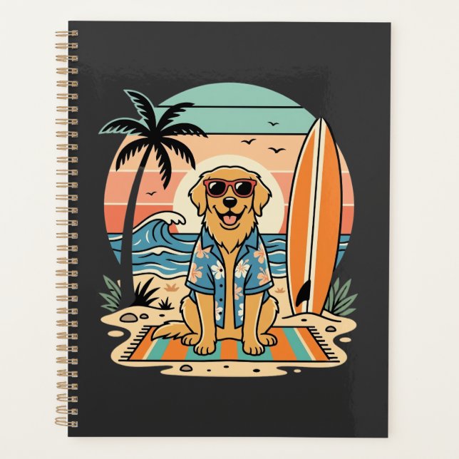 Surf Dog Retro Beach Summer Planner (Front)