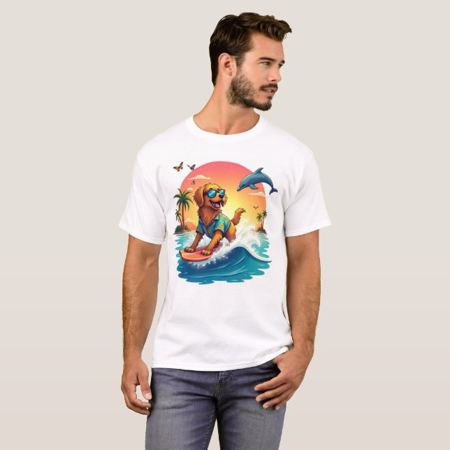 Surf Dog Vibes 🐶 Golden Retriever Summer Tee (Front Full)