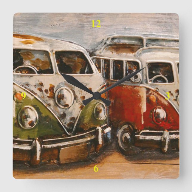 Surf dude Campervans. Square Wall Clock (Front)