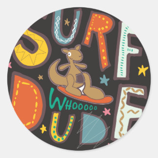 Surf Dude Classic Round Sticker