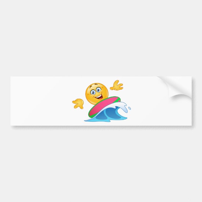 surf emoji bumper sticker (Front)