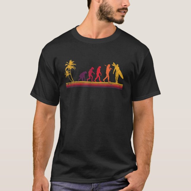 Surf evolution Retro Surfer palm tree Tropical  T-Shirt (Front)
