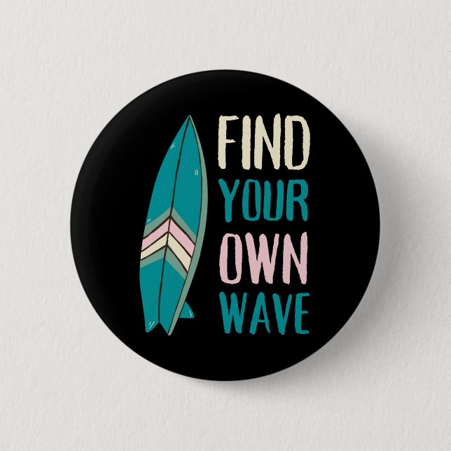 Surf Find Your Own Wave Surf Board 6 Cm Round Badge (Front)