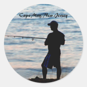 Surf Fishing In Cape May At Dusk 6 Sticker