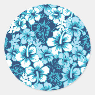 Surf Floral Hibiscus Pattern Classic Round Sticker