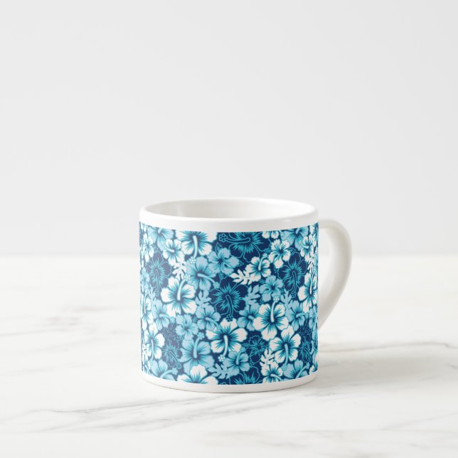Surf Floral Hibiscus Pattern Espresso Cup (Front Right)