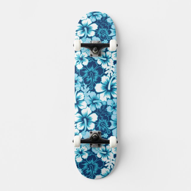 Surf Floral Hibiscus Pattern Skateboard (Front)