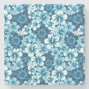Surf Floral Hibiscus Pattern Stone Coaster