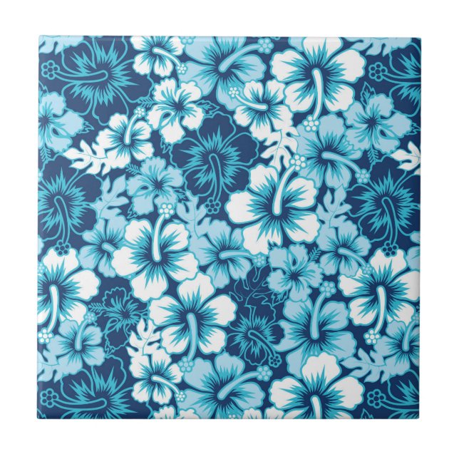 Surf Floral Hibiscus Pattern Tile (Front)
