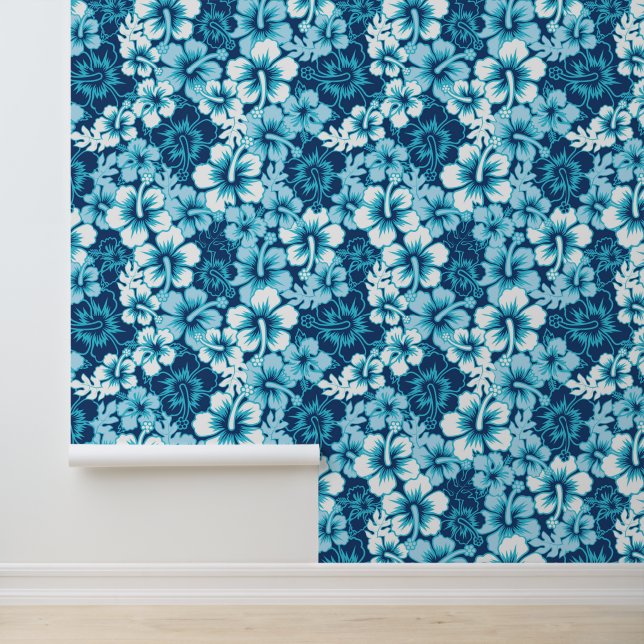 Surf Floral Hibiscus Pattern Wallpaper (Application)
