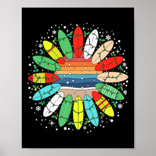 Surf Funny Surfboard Xmas Santa Vintage Surfing Ch Poster