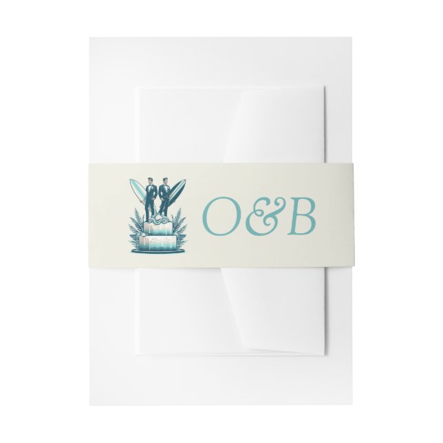 Surf Grooms Wedding Invitation Belly Band (Front Example)