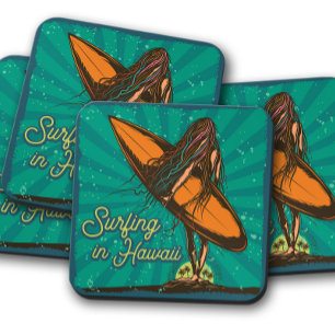 Surf Hawaii Surfer Summer   Surfer Girl Coasters