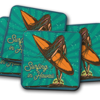 Surf Hawaii Surfer Summer | Surfer Girl Coasters